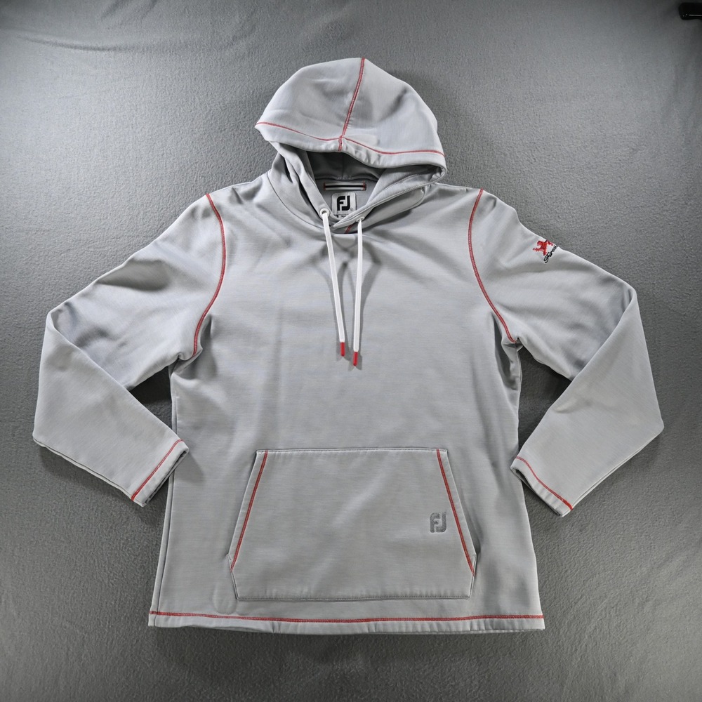 FootJoy Womens Firethorne Performance Hoodie Size L Gray Red Contrast Stitching